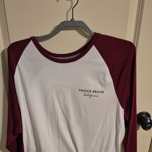 Old Navy Maroon and White Soft-Washed Tee